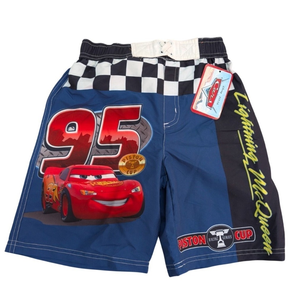 Disney Pixar CARS Swim Trunk Shorts Kids Boys Size 6/7‎ Lightning McQueen NWT
